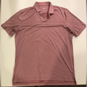 Johnnie-o Performance Polo Shirt Mens Large. Pale Maroon/white striped. EUC.